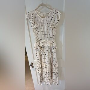 LoveShackFancy White and navy Sundress with Flutter Sleeves